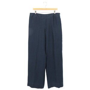 NWT Lida Baday Wide Leg Linen Banded Pants Midnight Navy Blue 14